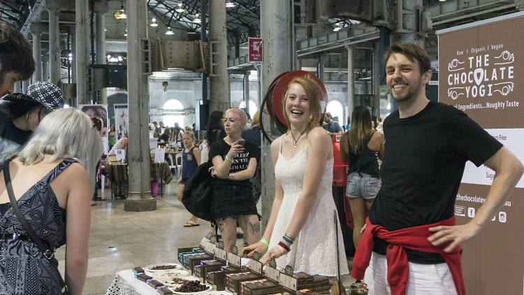 People at a stall at Cruelty Free Festival