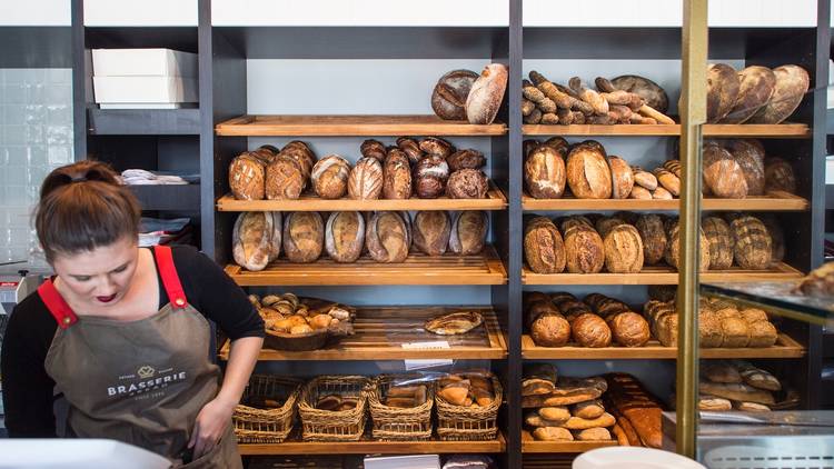 Bread and counter at Brasserie Bread