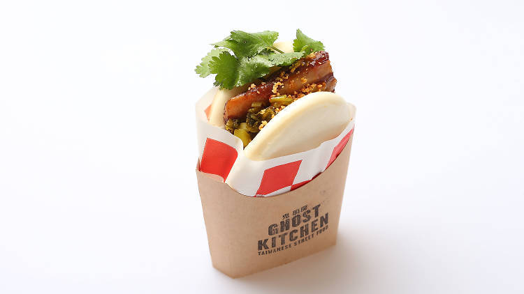 Pork belly gua bao from Ghost Kitchen food truck