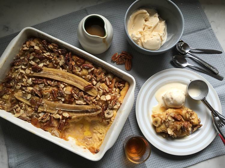 Bananas Foster Bread Pudding with Jack Daniel's