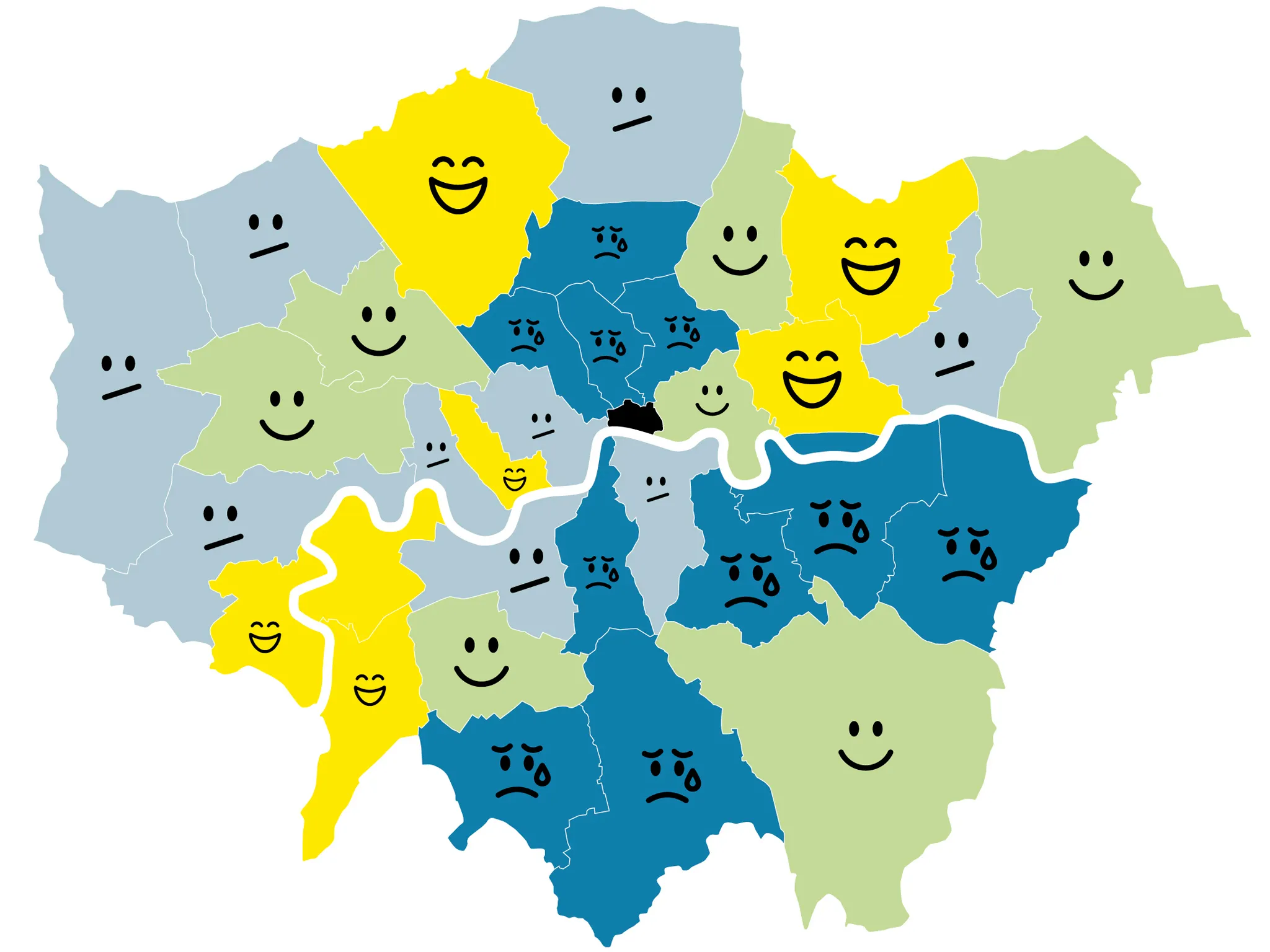 London's happiest and saddest boroughs