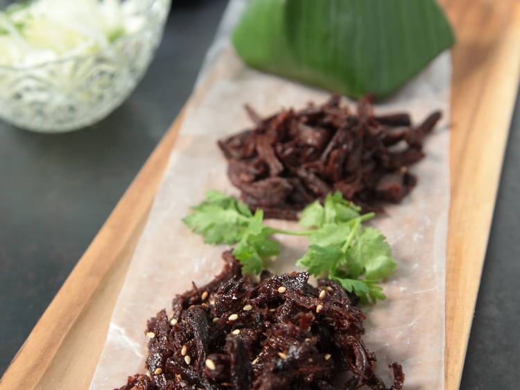 Thai-style faux beef jerky at Another Hound