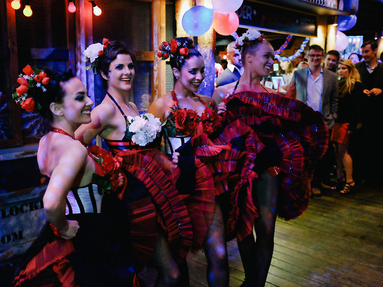 Singing 'La Marsellaise' with the crowd at the Argyle on Bastille Day