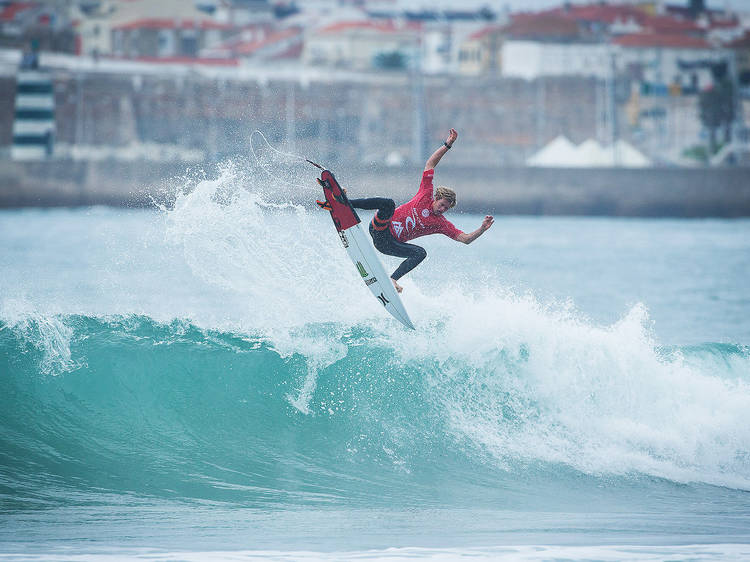 John John Florence of Hawaii (pictured) winning his Round 2 heat at the Moche Ripcurl Pro Portugal in Peniche, Portugal on Saturday October 24, 2015. 