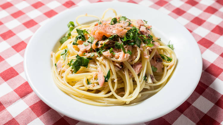 Linguine com Salmão Fumado do Bella Ciao