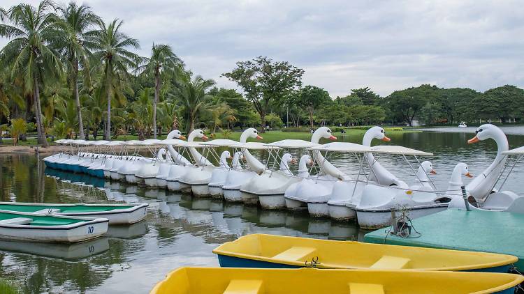 Rama 9 Park lake and boat