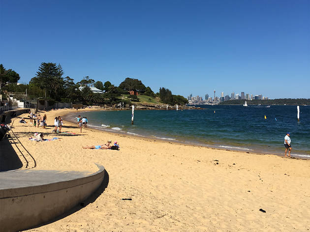 Camp cove Camp cove beach looking out onto Sydney Harbour with the city skyline in the background