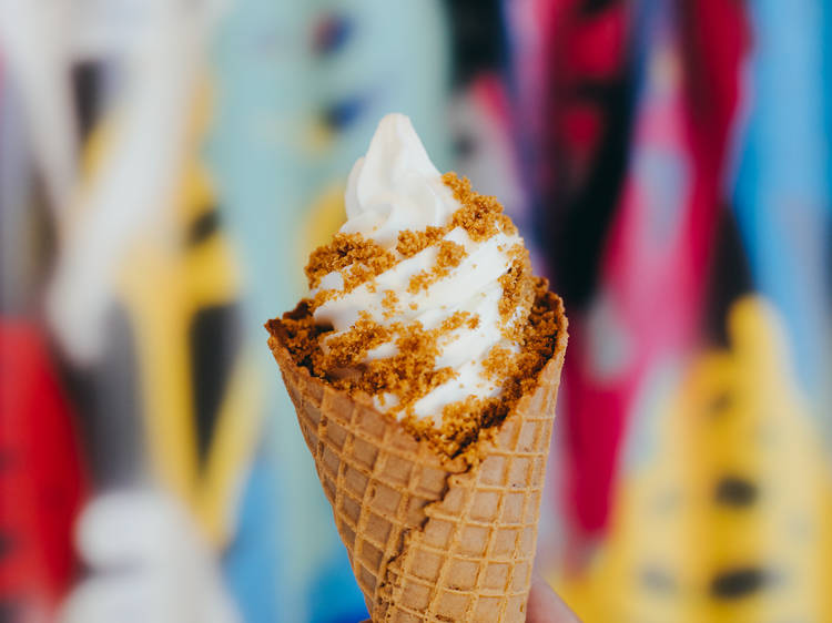 Sweet cream with graham cracker streusel at Magpies Softserve