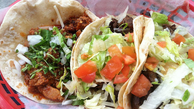 Pollo guisado taco at Tacos A Go Go in Houston, TX