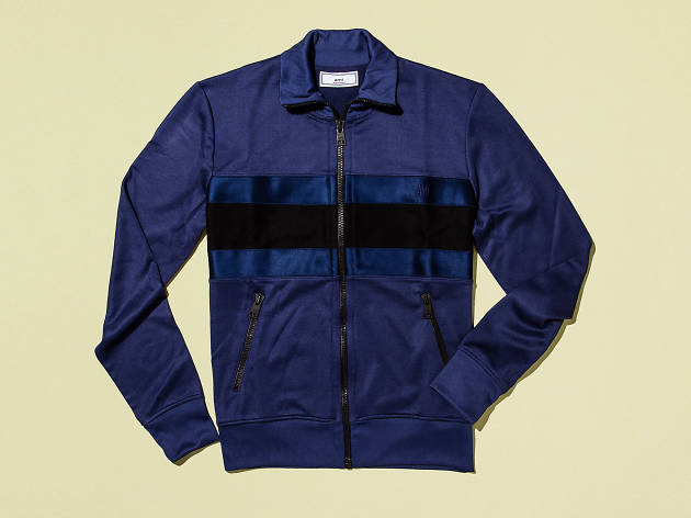 Satin-panelled tech-jersey jacket by AMI Satin-panelled tech-jersey jacket by AMI