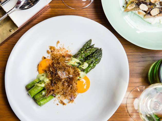 Kensington Street Social a plate of asparagus and eggs