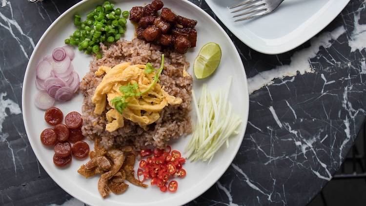 Fried rice with chili paste at SNP Headquarter