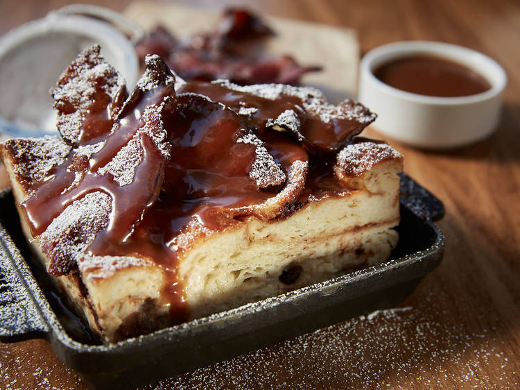 Chocolate pretzel bread pudding at Maple