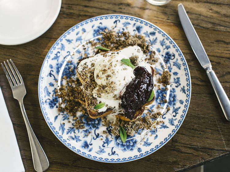 Coconut milk French toast at Forbidden Root