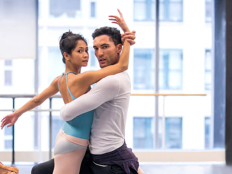 Christine Rocas and Fabrice Calmels in rehearsal for Joffrey Ballet’s The Nutcracker