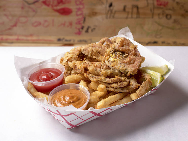 Fried soft-shell crab at the Angry Crab