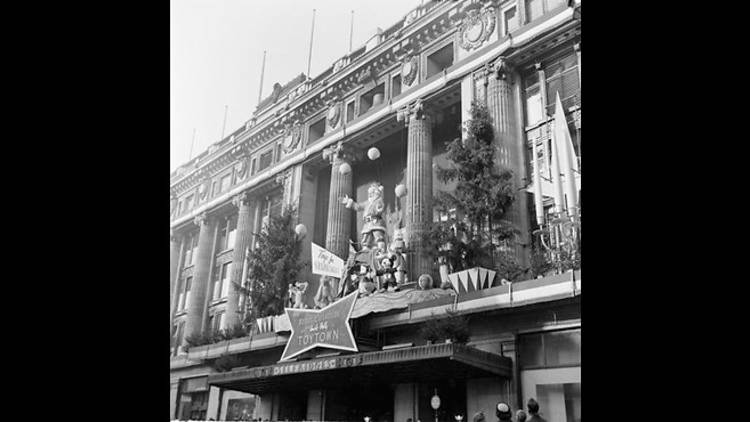 Exterior Christmas display at Selfridges, 1953