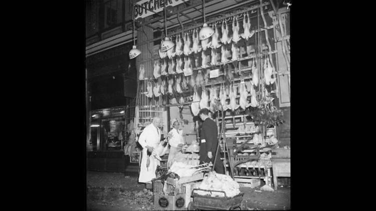 Turkey display at Leadenhall Market, 1953