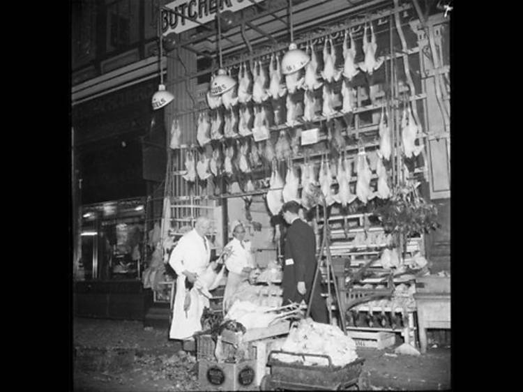 Turkey display at Leadenhall Market, 1953