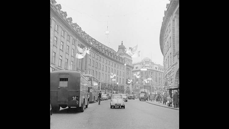 Christmas lights in Regent Street, 1960