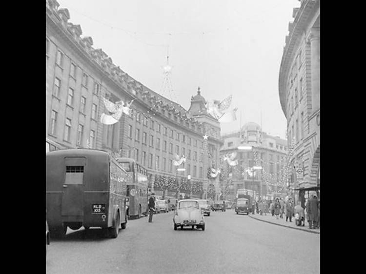 Christmas lights in Regent Street, 1960