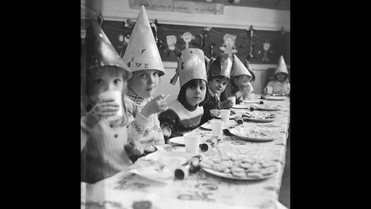 Christmas lunch at Kingsgate Infants School, 1970