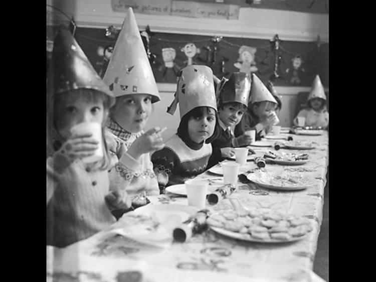 Christmas lunch at Kingsgate Infants School, 1970