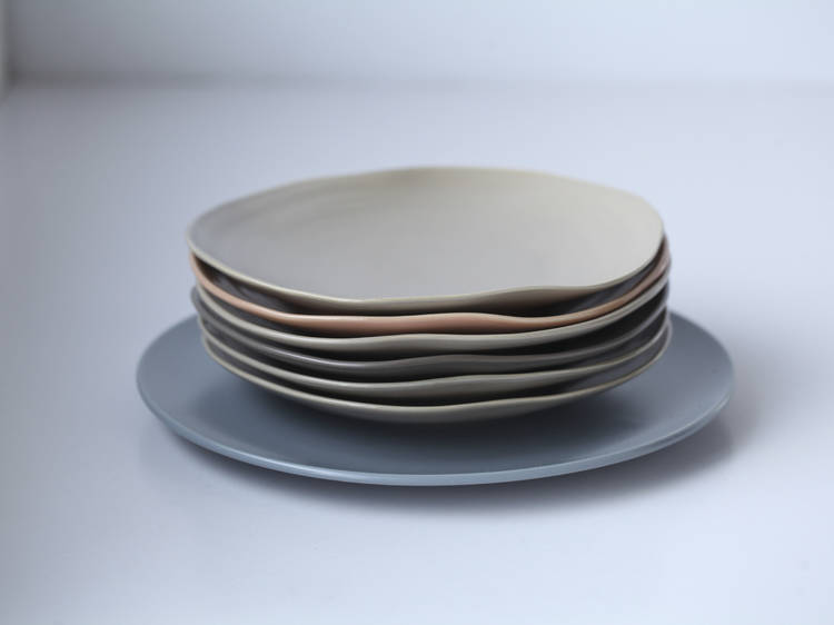 Grey-blue plate and plates