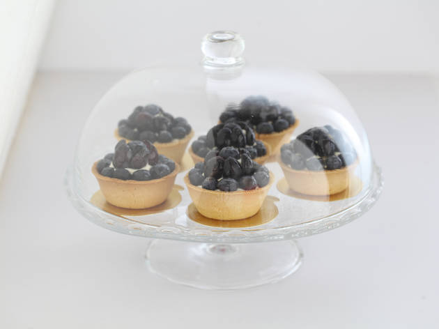 Blueberry tarts and serving stand Blueberry tarts and serving stand