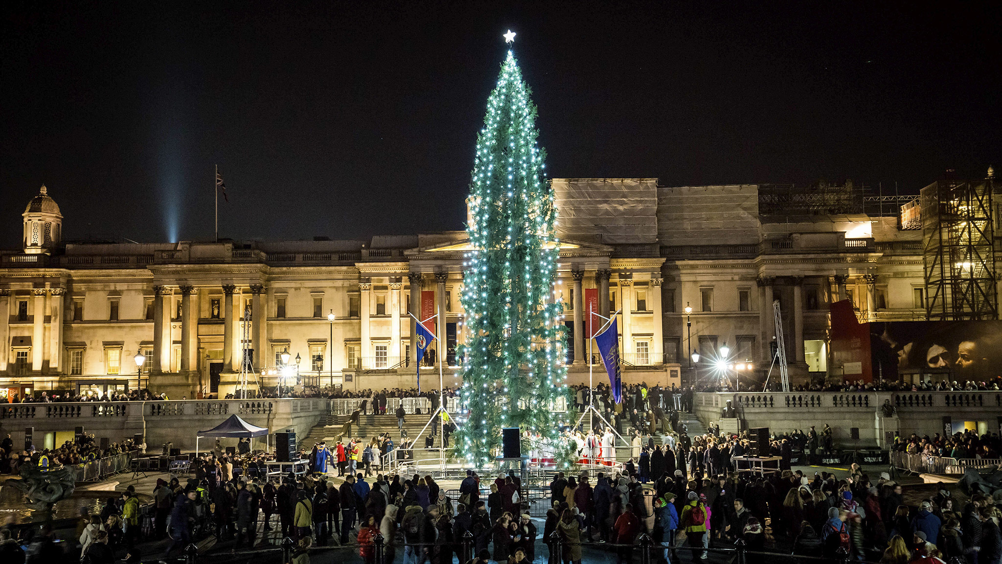 Trafalgar Square's massive Christmas tree is on its way to London right now