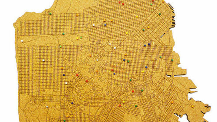 San Francisco cork map from MetropolitanCraft, $140