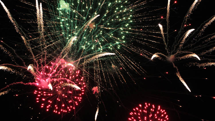 Fireworks against a black sky