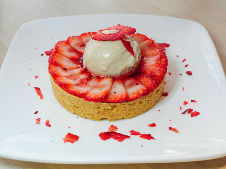 Foo Foo Fine Desserts strawberry tart with balsamic vinegar ice cream