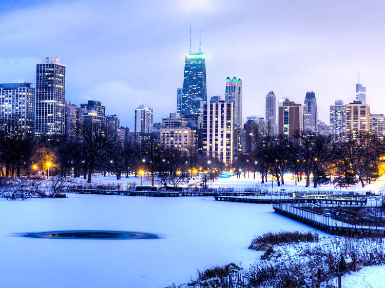 The city turns into a snow globe IRL