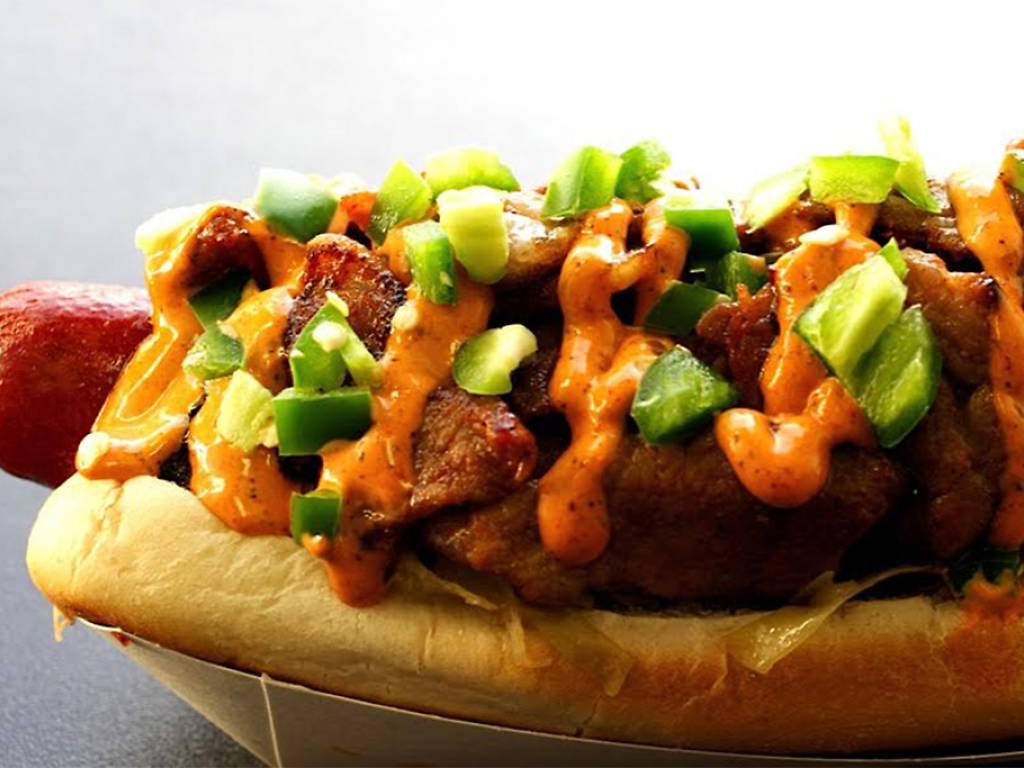 Best hot dogs in Las Vegas with mayo, ketchup, relish and mustard