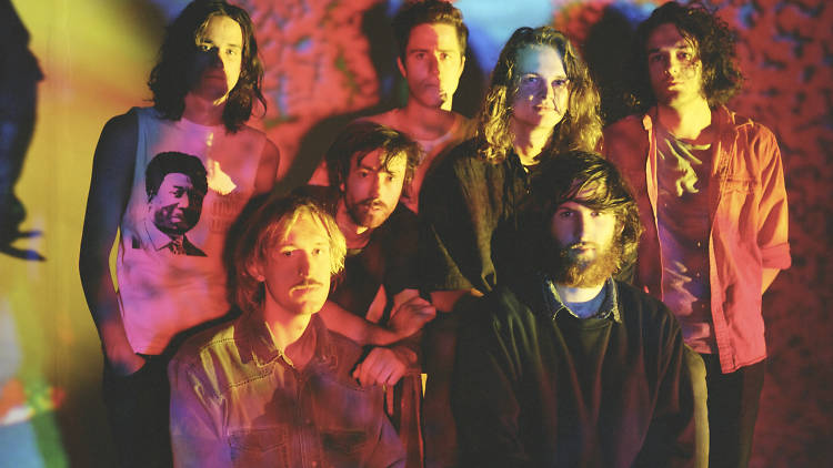 King Gizzard in colourful lighting