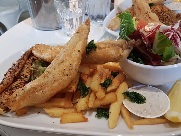 Fish and chips at Tank Fish and chips at Tank