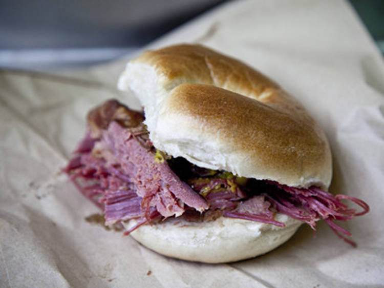 Salt beef beigel at Brick Lane Beigel Bake