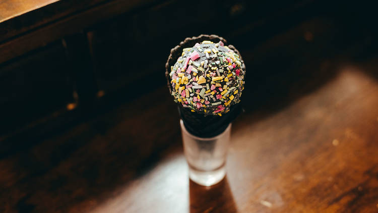 Charcoal Ice Cream Cone: Margarita Kallas-Lee at Scratch|Bar & Kitchen