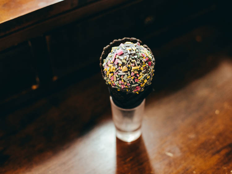 Charcoal Ice Cream Cone: Margarita Kallas-Lee at Scratch|Bar & Kitchen