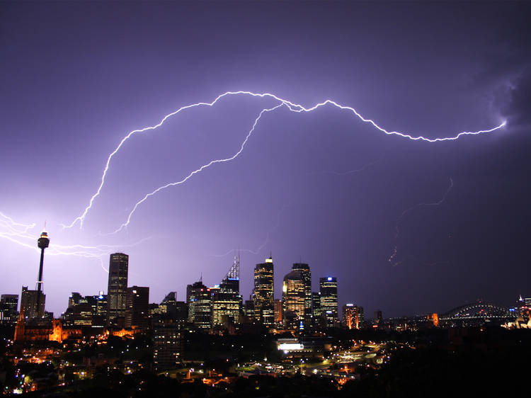 Sydney lightning storm skyline