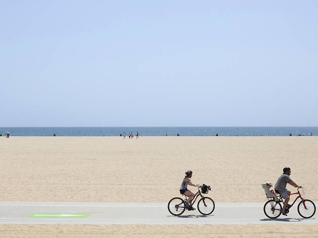 bike riding at the beach