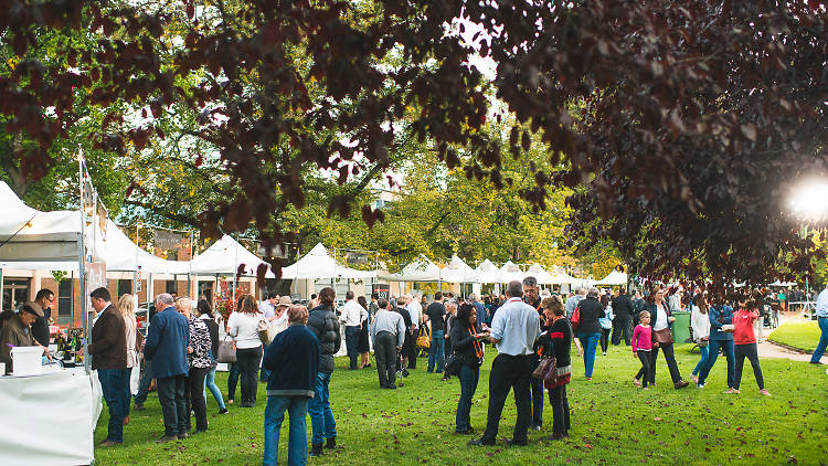 Crowds check out the stalls at the Orange FOOD week night market