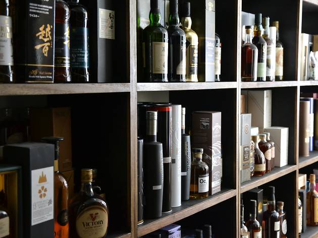 Whisky selection at Melbourne Whisky Room Whisky selection on the shelves at Melbourne bar Melbourne Whisky Room