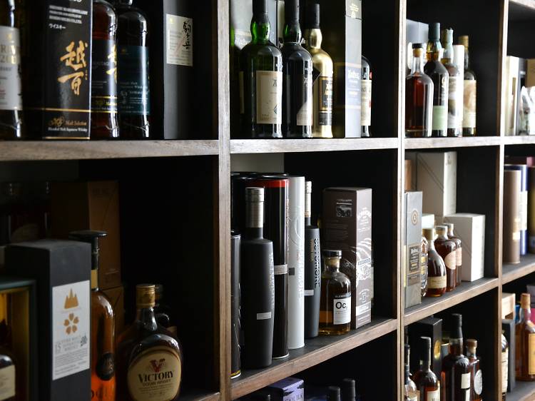 Whisky selection on the shelves at Melbourne bar Melbourne Whisky Room