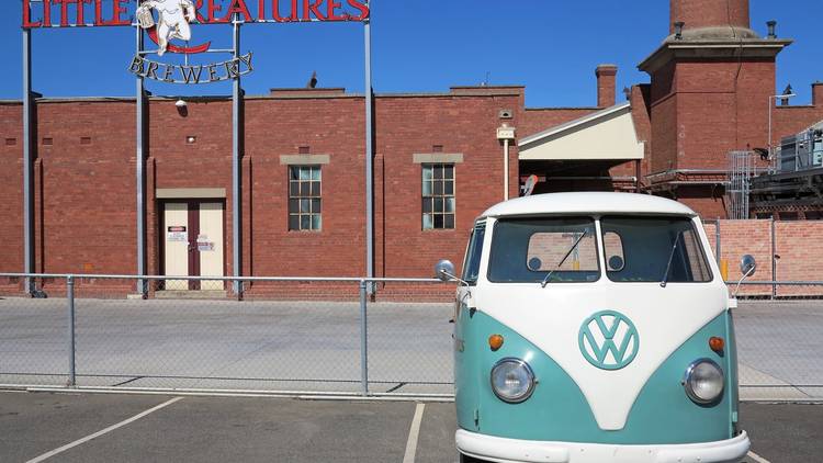 Brewery exterior and van at Little Creatures road trip