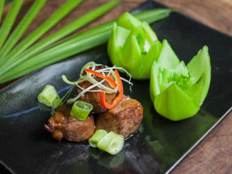 Duddell’s: Pan-fried M9 wagyu beef with scallion soy sauce