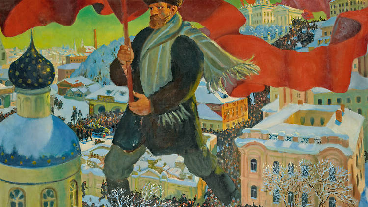 Boris Kustodiev, The Bolshevik (detail), 1920. Oil on canvas, 101 x 140.5 cm. State Tretyakov Gallery, Moscow. Photo © State Tretyakov Gallery. 