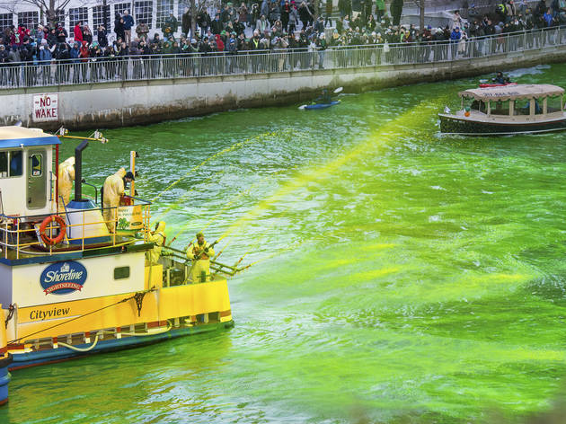 The Chicago River was dyed green this morning without much warning