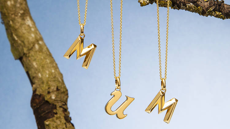 Time Out London Studio Gift Guide Still Life Jewellery Mothers Day Mum, Alphabet pendant and rolo chain from Selfridges, mother's day gift guide